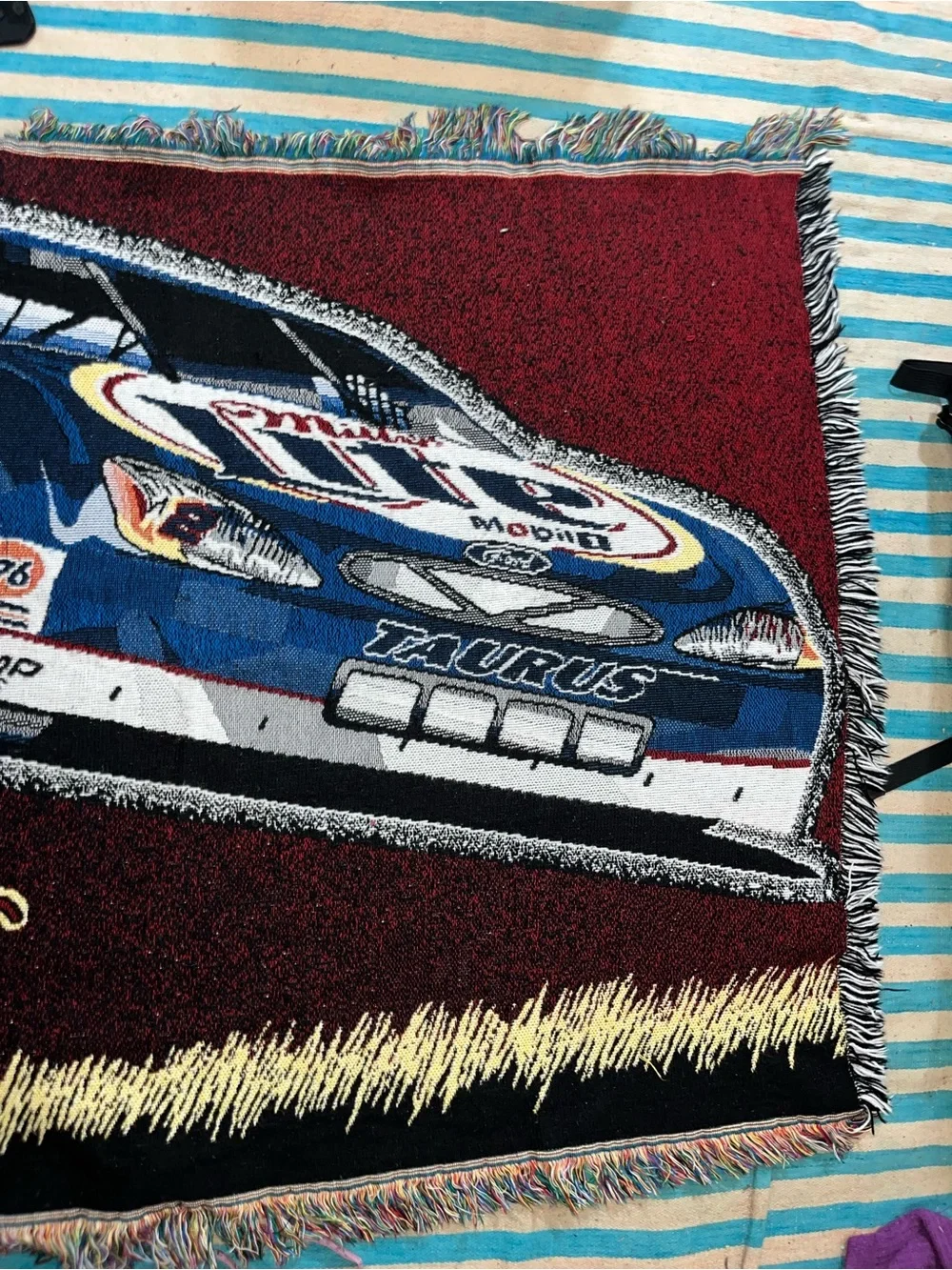 vintage Rusty Wallace #2 Blue Deuce NASCAR woven tapestry throw blanket race car